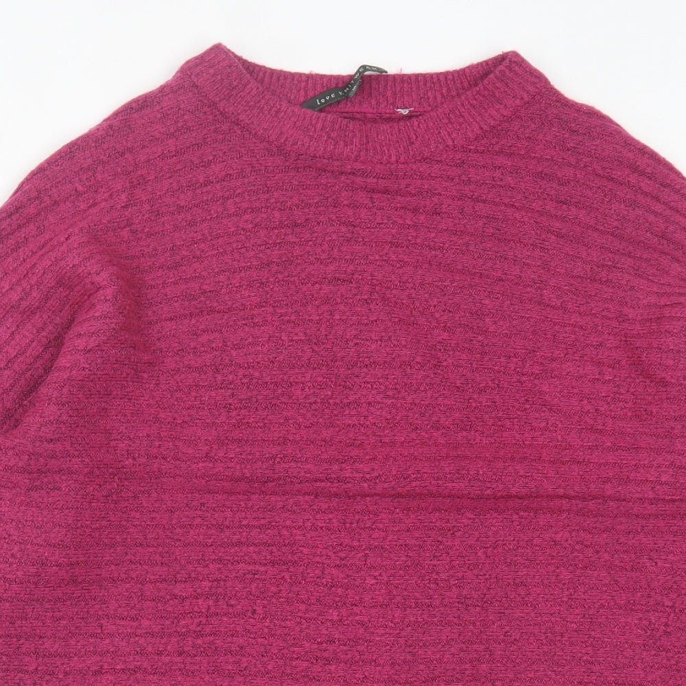bonmarch Womens Pink Crew Neck Acrylic Pullover Jumper Size 10