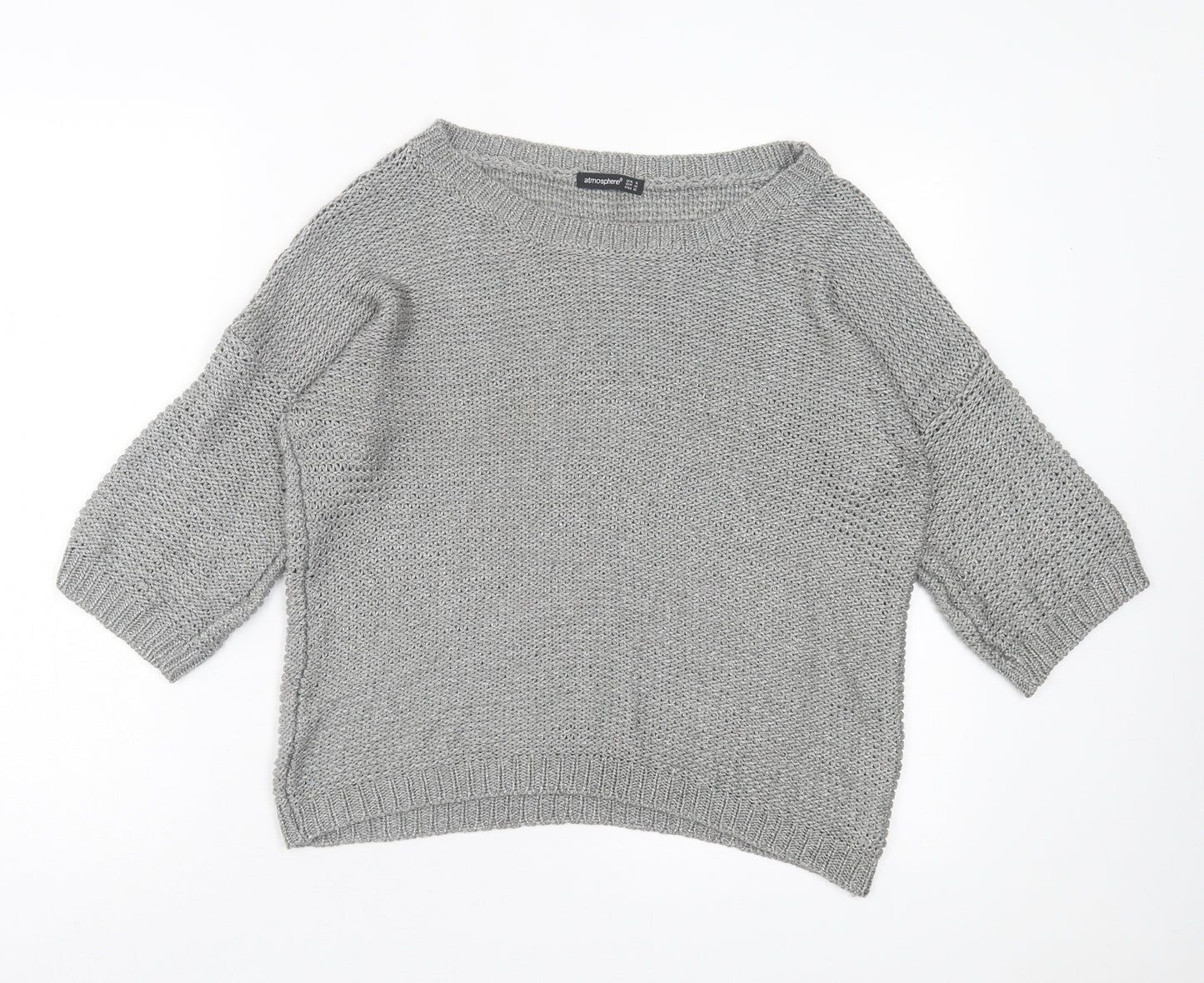 Atmosphere Womens Grey Boat Neck Acrylic Pullover Jumper Size 16