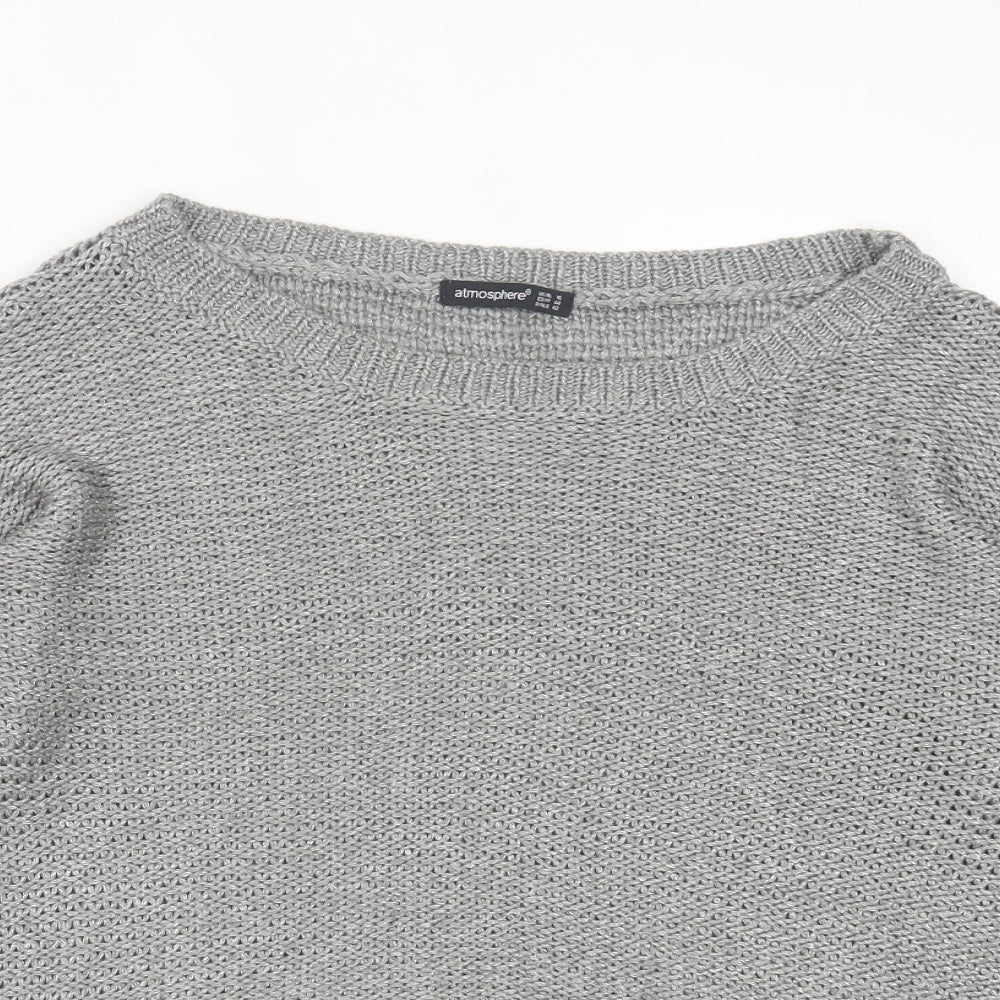 Atmosphere Womens Grey Boat Neck Acrylic Pullover Jumper Size 16