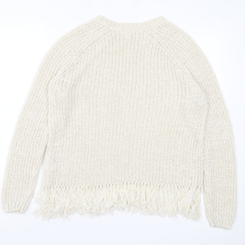 H&M Womens Beige Crew Neck Acrylic Pullover Jumper Size S