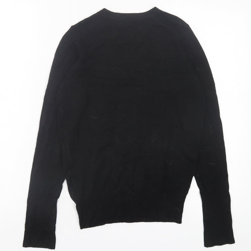 Zara Womens Black Crew Neck Viscose Pullover Jumper Size S