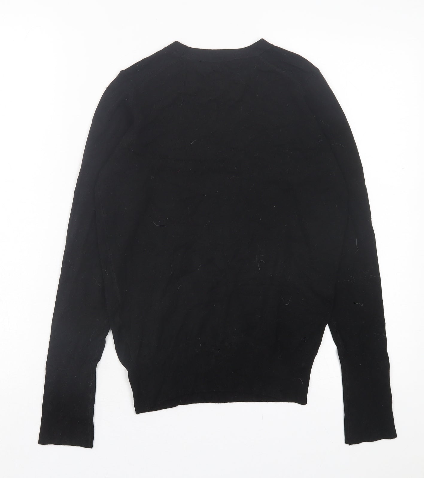 Zara Womens Black Crew Neck Viscose Pullover Jumper Size S