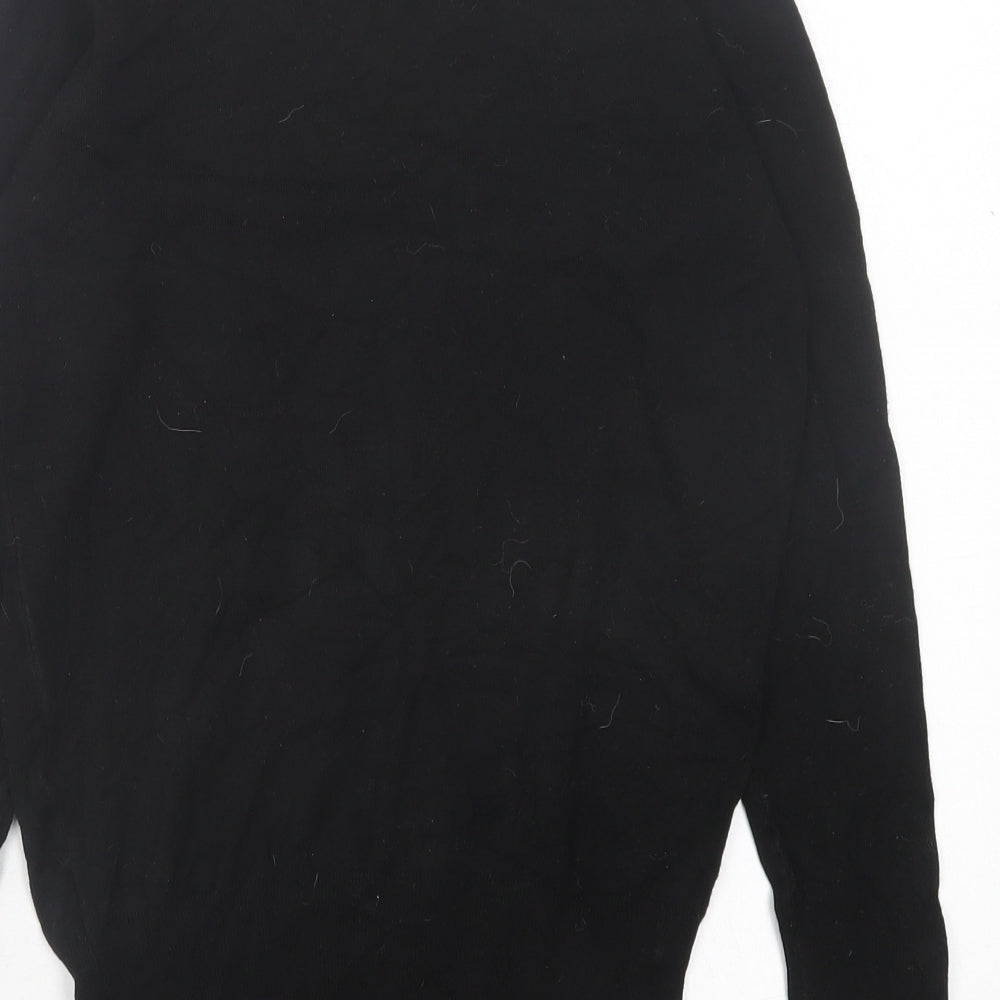 Zara Womens Black Crew Neck Viscose Pullover Jumper Size S