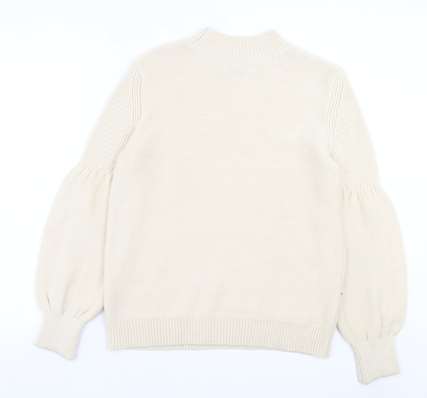 Papaya Womens Beige High Neck Argyle/Diamond Acrylic Pullover Jumper Size L