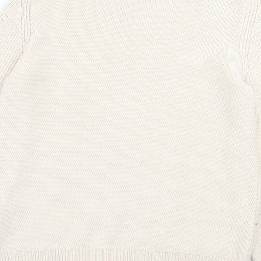 Papaya Womens Beige High Neck Argyle/Diamond Acrylic Pullover Jumper Size L