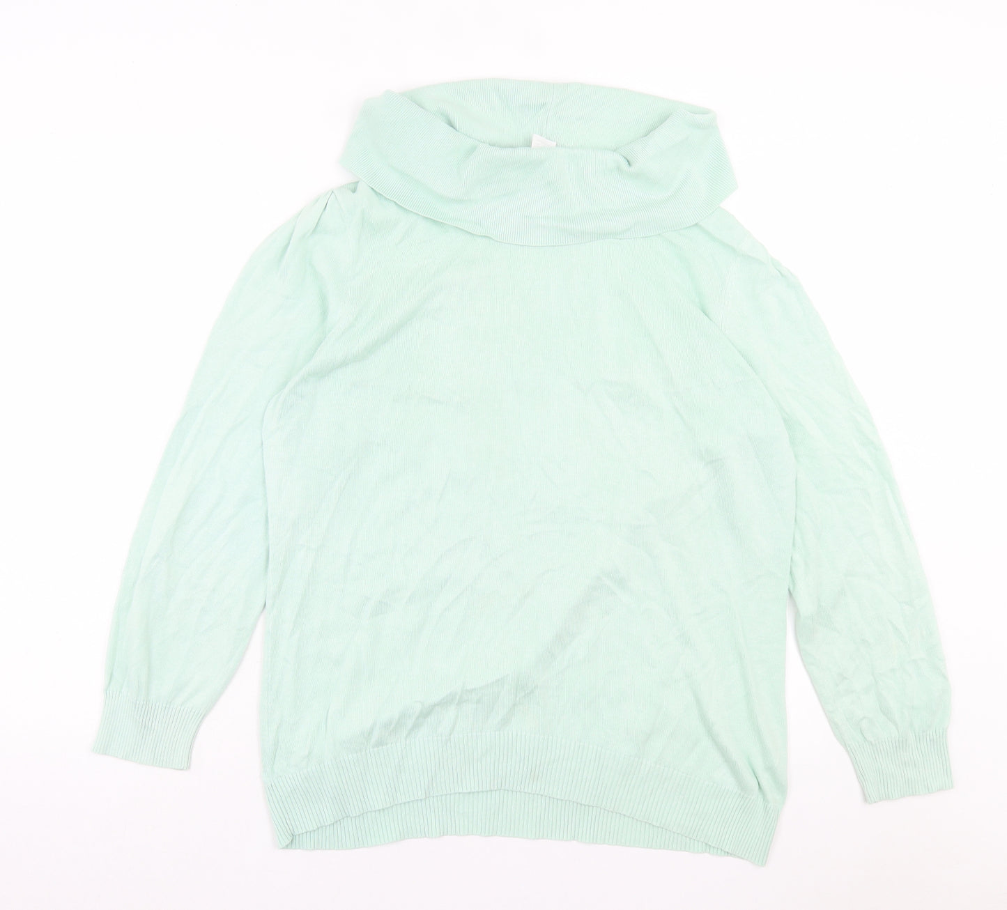 Alessa W Womens Green Roll Neck Cotton Pullover Jumper Size 22