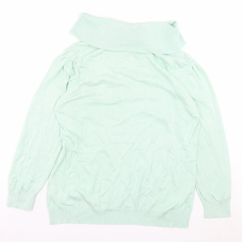 Alessa W Womens Green Roll Neck Cotton Pullover Jumper Size 22