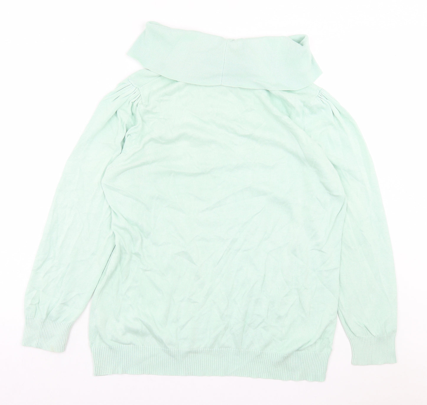 Alessa W Womens Green Roll Neck Cotton Pullover Jumper Size 22