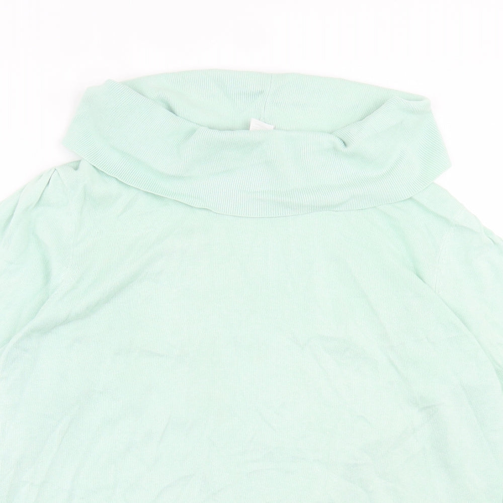 Alessa W Womens Green Roll Neck Cotton Pullover Jumper Size 22