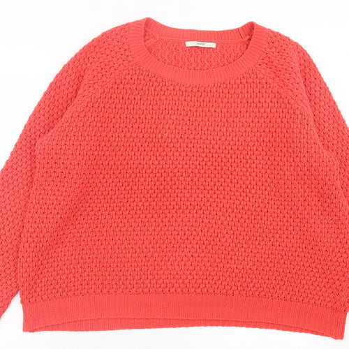 George Womens Red Crew Neck Acrylic Pullover Jumper Size L