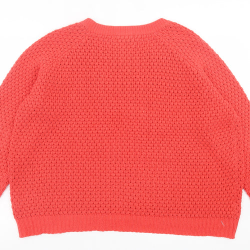 George Womens Red Crew Neck Acrylic Pullover Jumper Size L