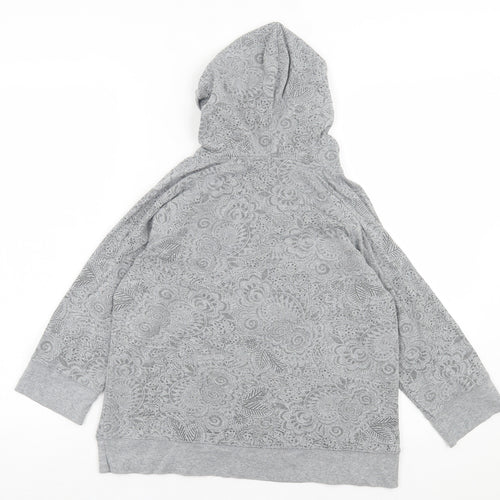 Maine Womens Grey Geometric Cotton Pullover Hoodie Size 14 Pullover