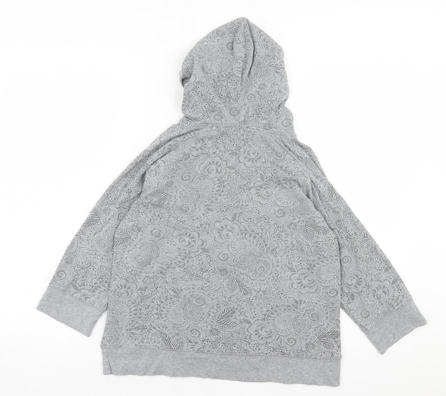 Maine Womens Grey Geometric Cotton Pullover Hoodie Size 14 Pullover