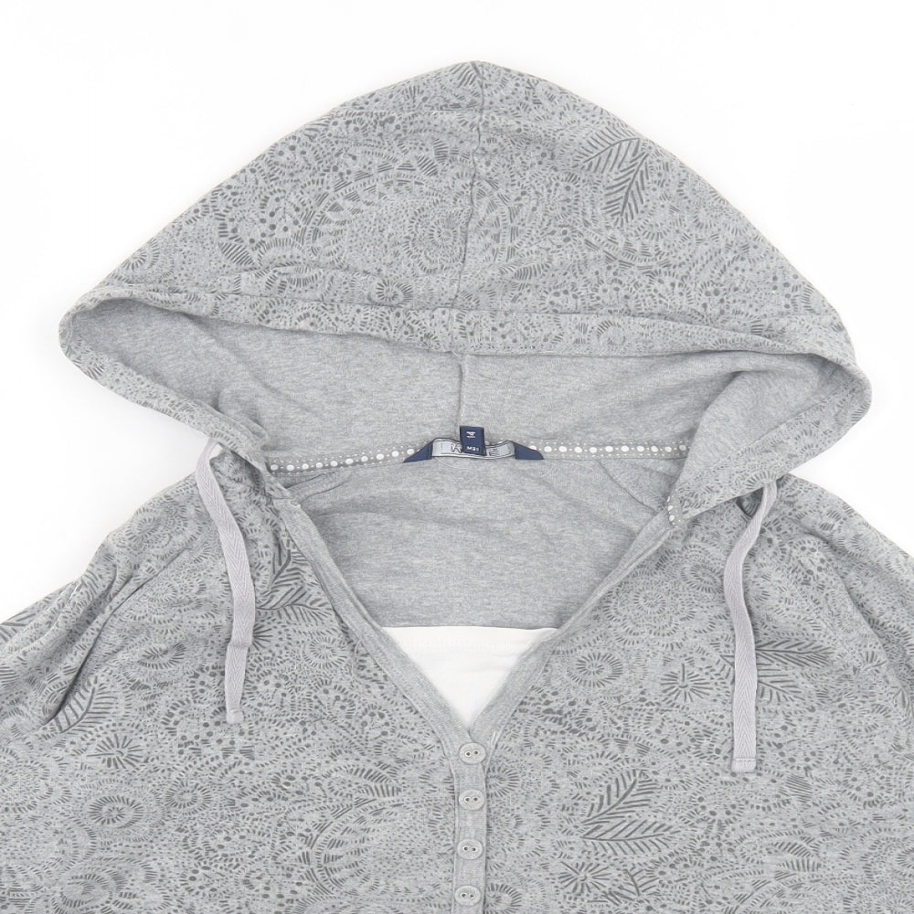 Maine Womens Grey Geometric Cotton Pullover Hoodie Size 14 Pullover
