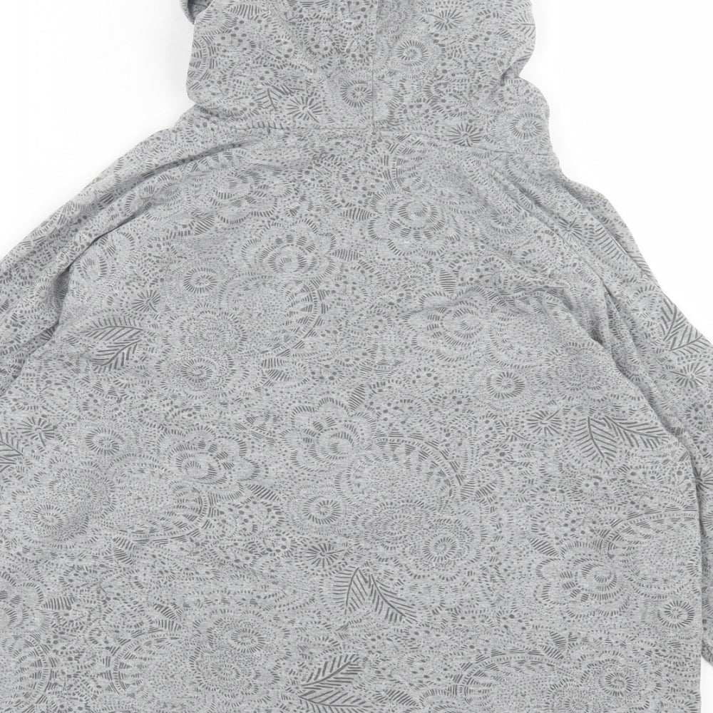 Maine Womens Grey Geometric Cotton Pullover Hoodie Size 14 Pullover