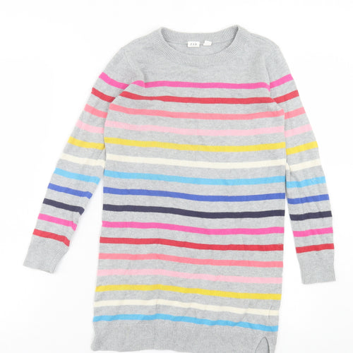Gap Womens Multicoloured Crew Neck Striped Acrylic Tunic Jumper Size M