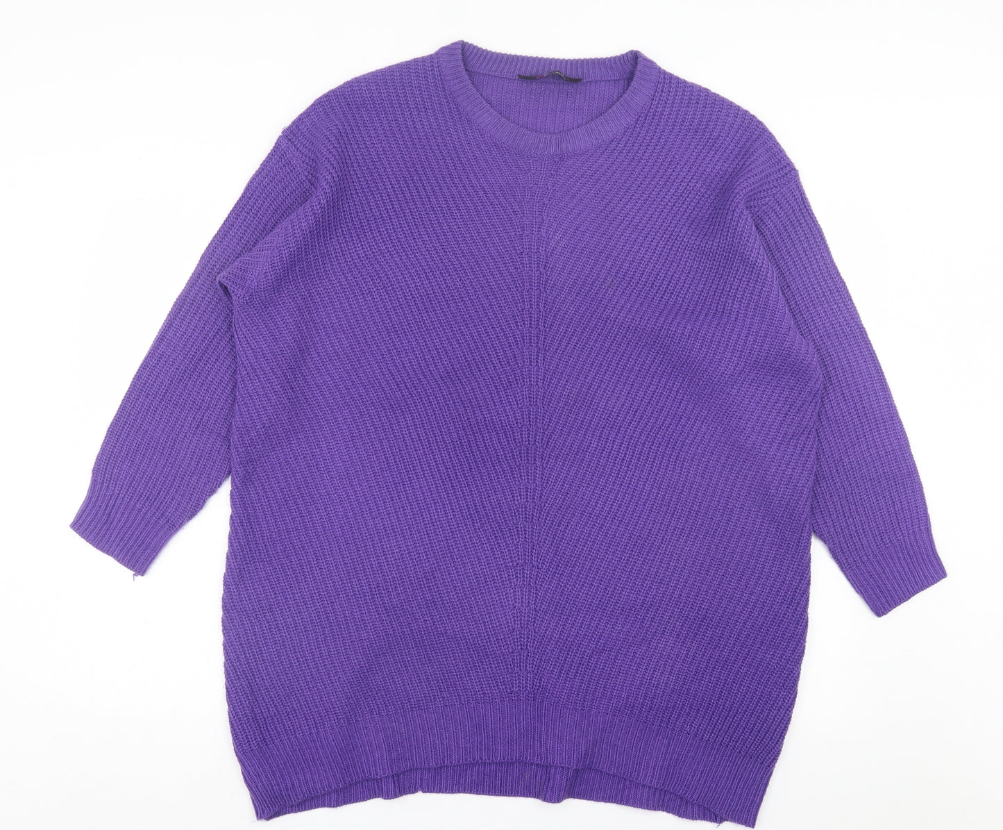 YOURS Womens Purple Crew Neck Acrylic Pullover Jumper Size 18