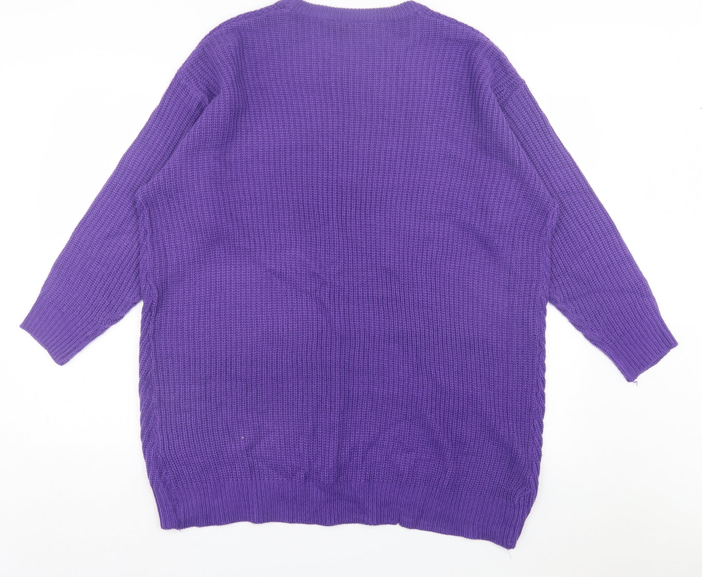 YOURS Womens Purple Crew Neck Acrylic Pullover Jumper Size 18