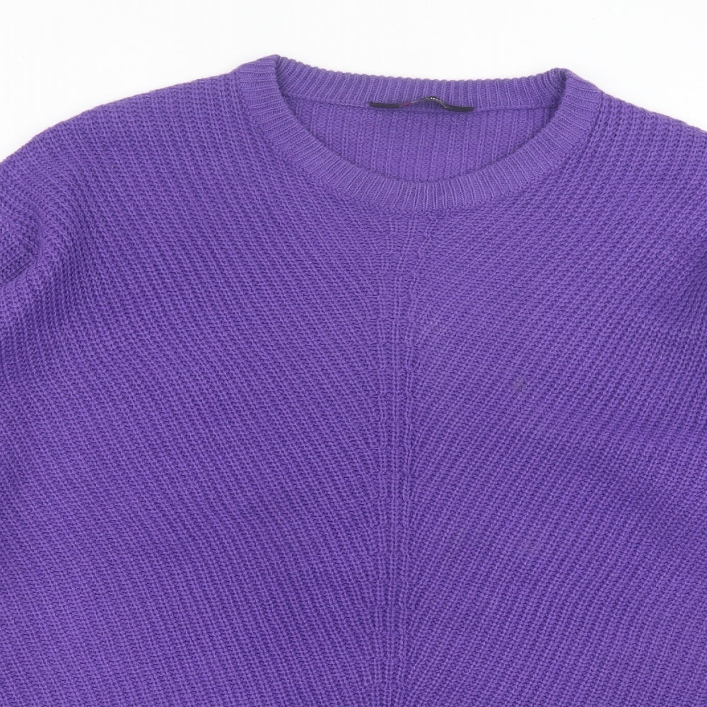 YOURS Womens Purple Crew Neck Acrylic Pullover Jumper Size 18