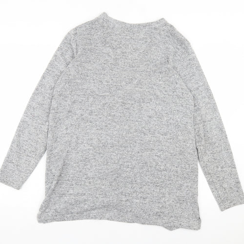 Nutmeg Womens Grey V-Neck Polyester Cardigan Jumper Size 14