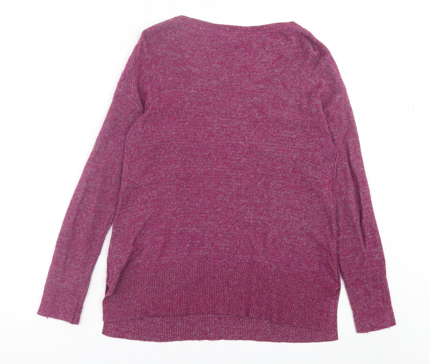 White Stuff Womens Purple V-Neck Cotton Pullover Jumper Size 14