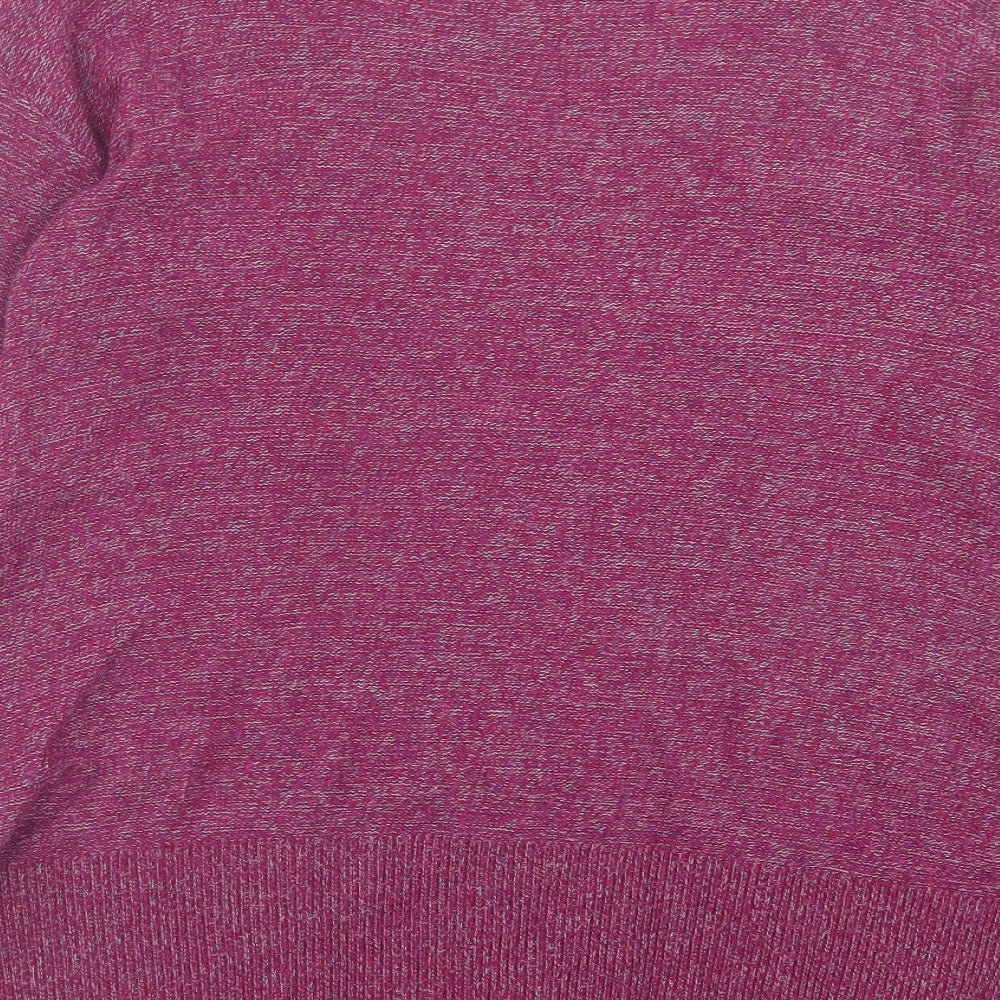 White Stuff Womens Purple V-Neck Cotton Pullover Jumper Size 14