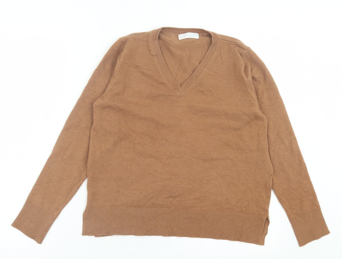 Primark Womens Brown V-Neck Polyester Pullover Jumper Size S