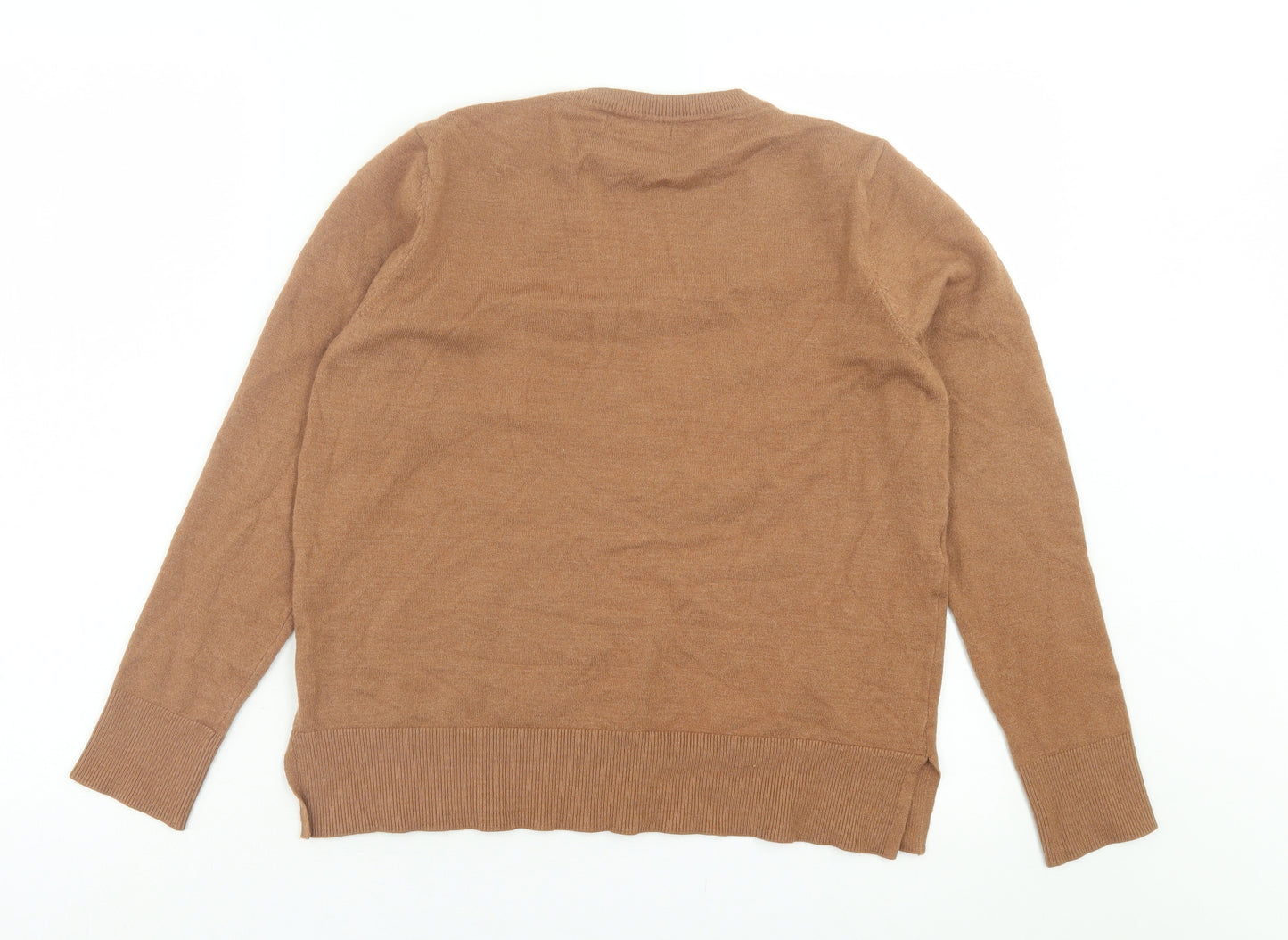 Primark Womens Brown V-Neck Polyester Pullover Jumper Size S