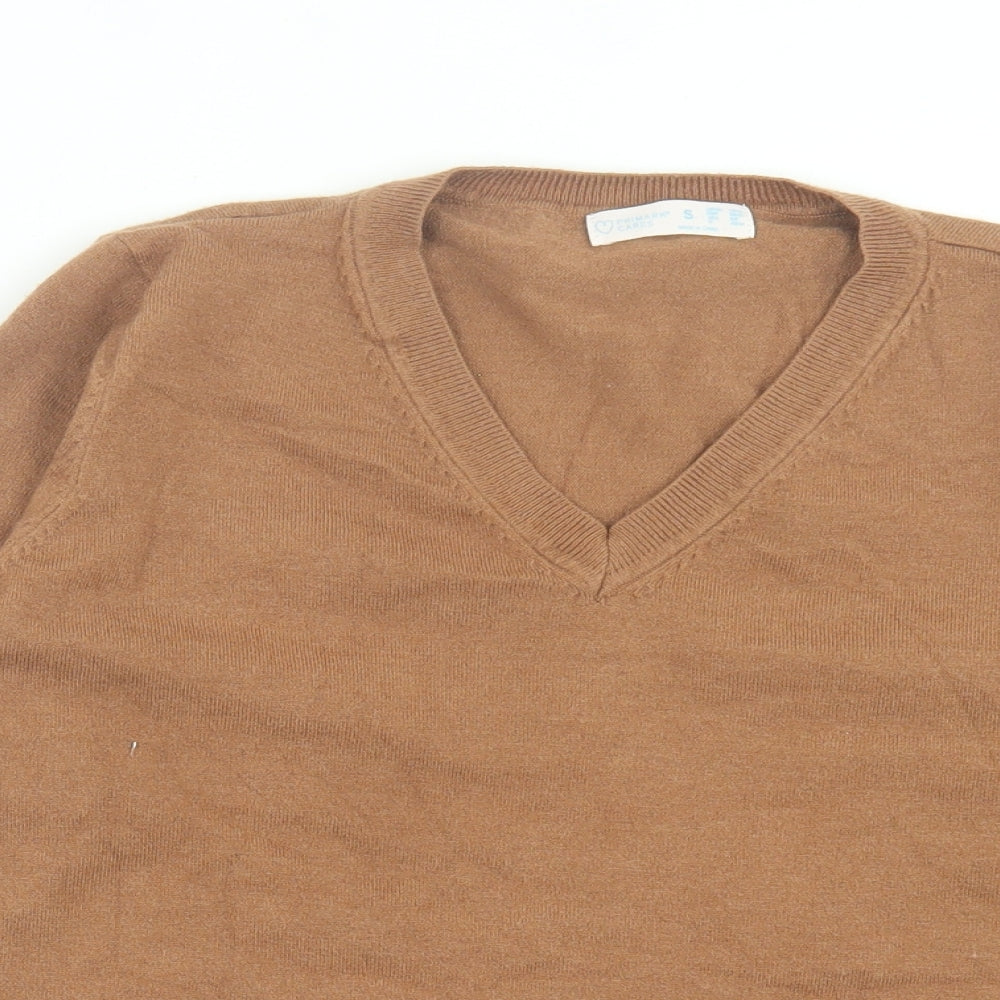 Primark Womens Brown V-Neck Polyester Pullover Jumper Size S