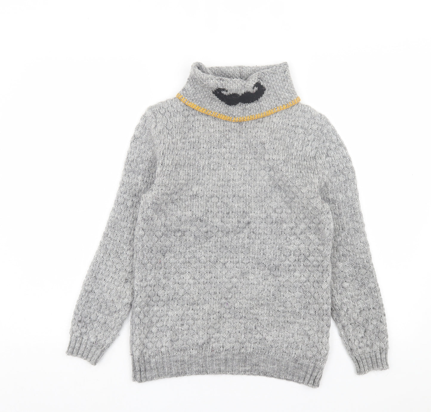 Marks and Spencer Girls Grey Roll Neck Acrylic Pullover Jumper Size 11-12 Years Pullover