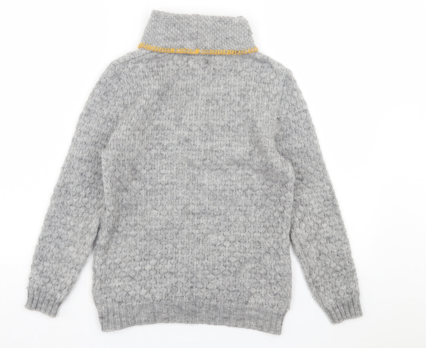 Marks and Spencer Girls Grey Roll Neck Acrylic Pullover Jumper Size 11-12 Years Pullover
