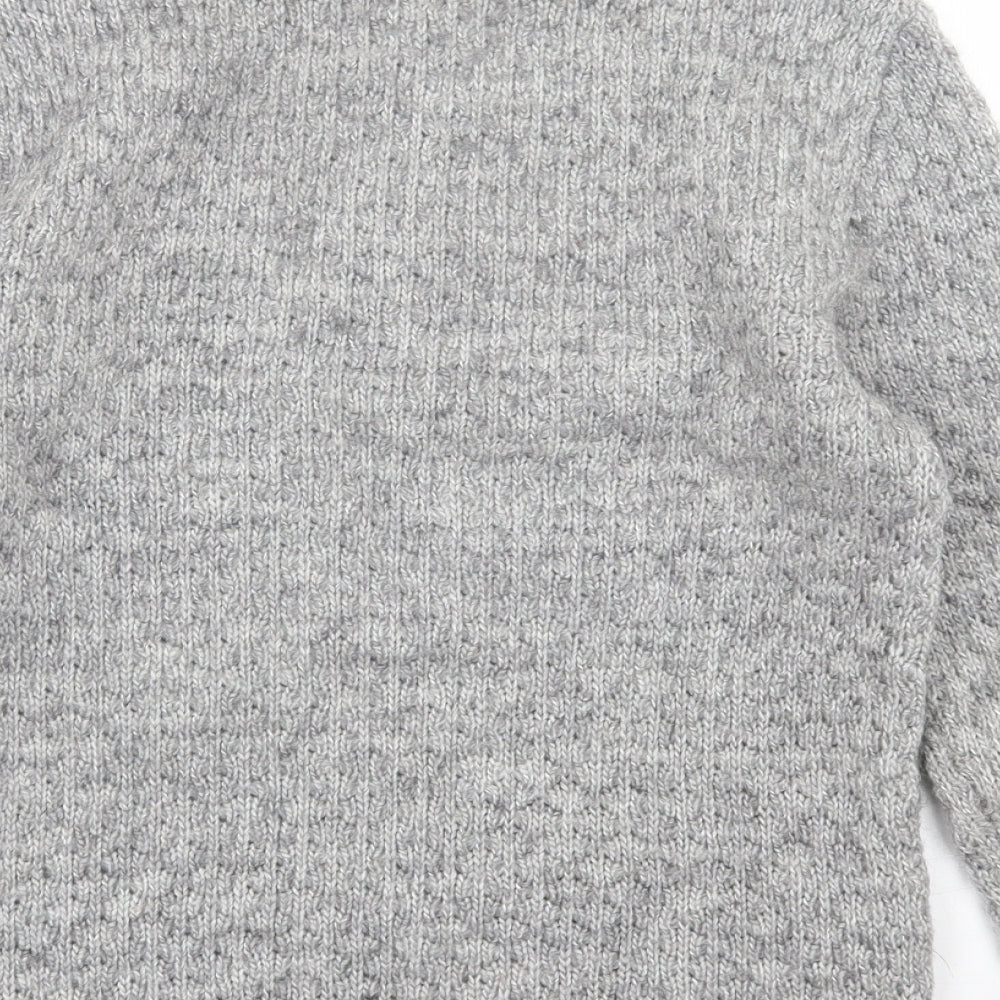 Marks and Spencer Girls Grey Roll Neck Acrylic Pullover Jumper Size 11-12 Years Pullover