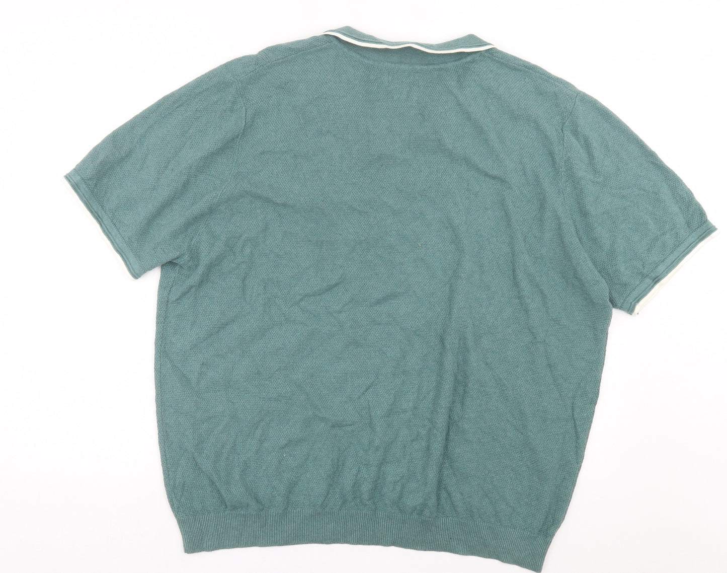 George Mens Green Cotton Polo Size 3XL V-Neck Pullover