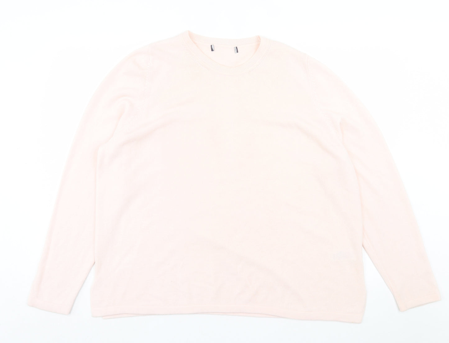 Marks and Spencer Womens Pink Crew Neck Acrylic Pullover Jumper Size 24