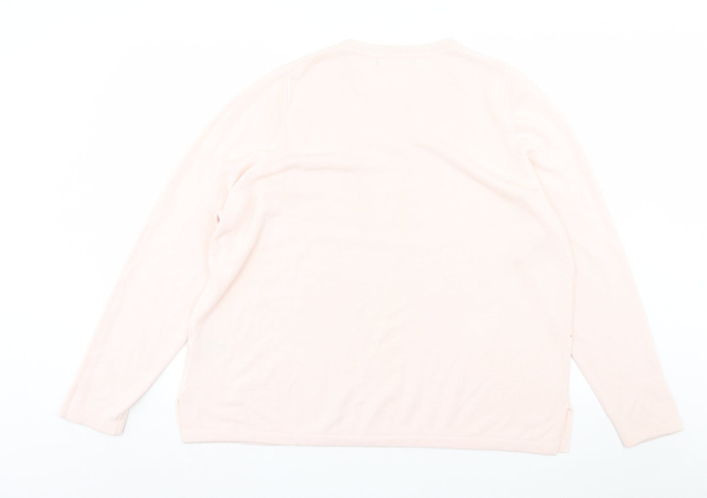 Marks and Spencer Womens Pink Crew Neck Acrylic Pullover Jumper Size 24