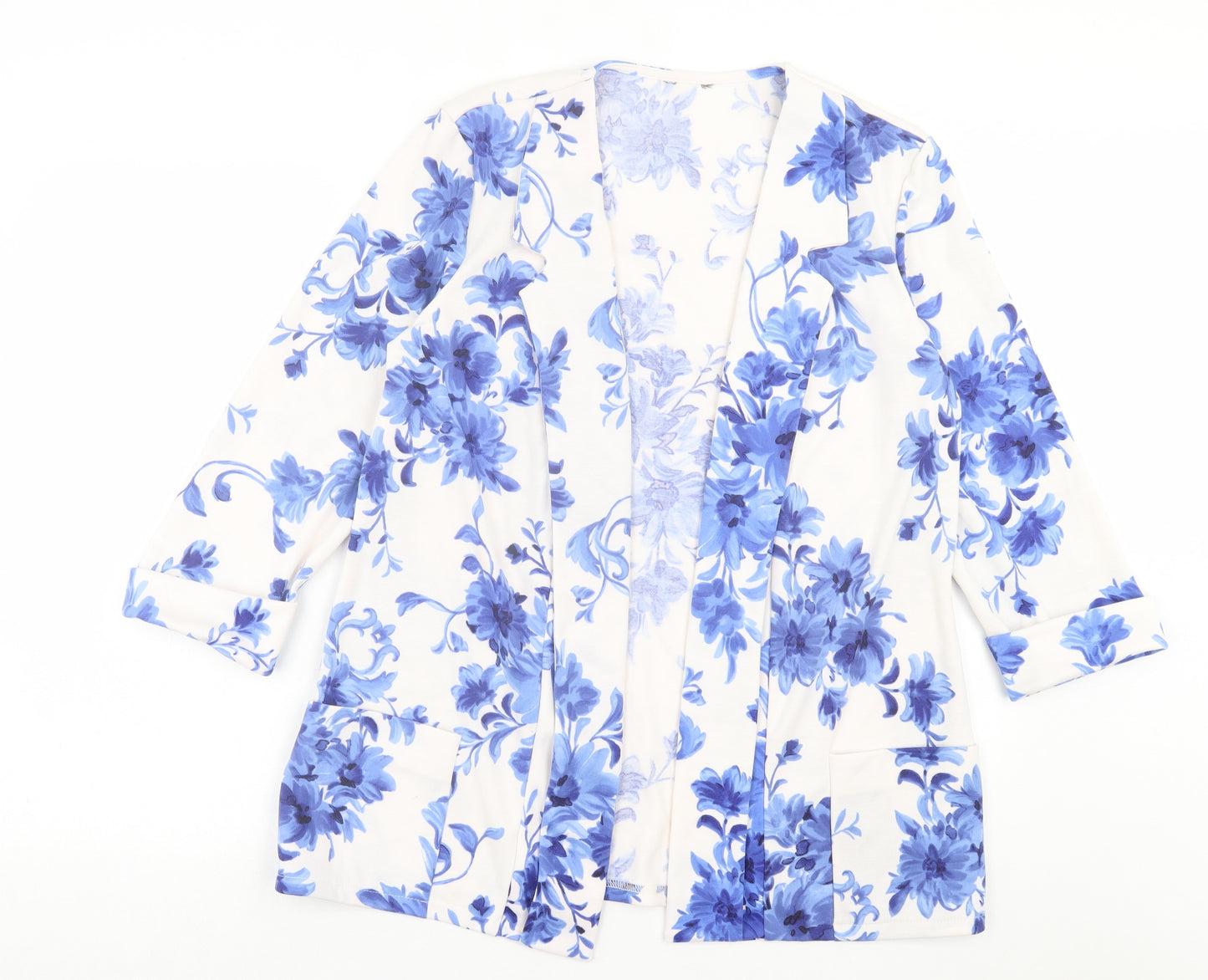 M&Co Womens Blue Floral Jacket Size 14