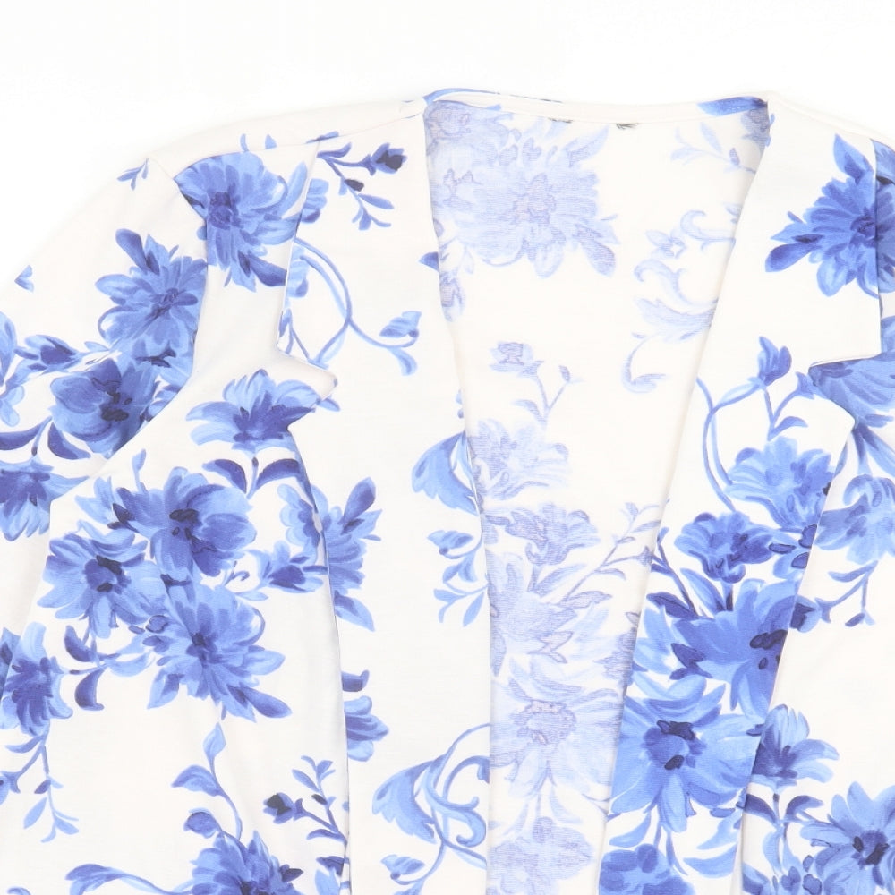 M&Co Womens Blue Floral Jacket Size 14