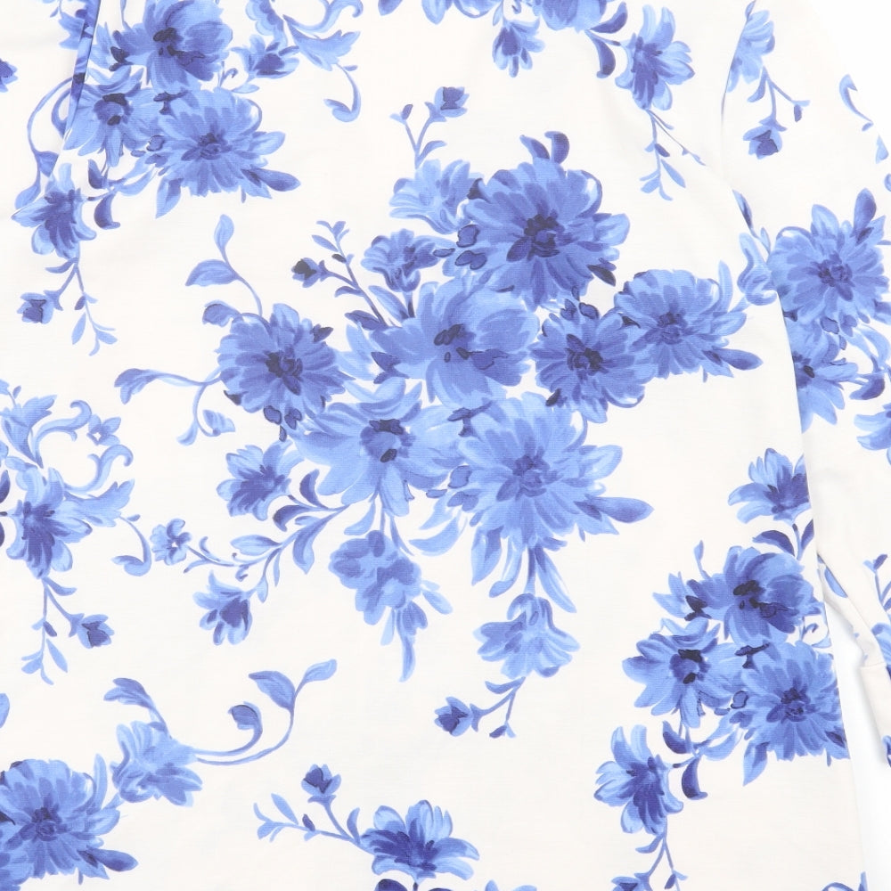 M&Co Womens Blue Floral Jacket Size 14