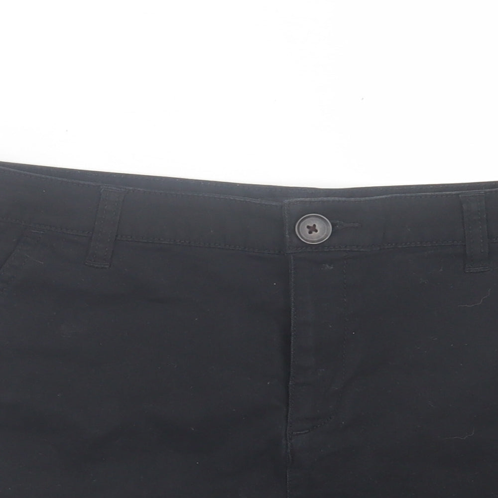 F&F Womens Black Cotton Bermuda Shorts Size 10 L3 in Regular Button