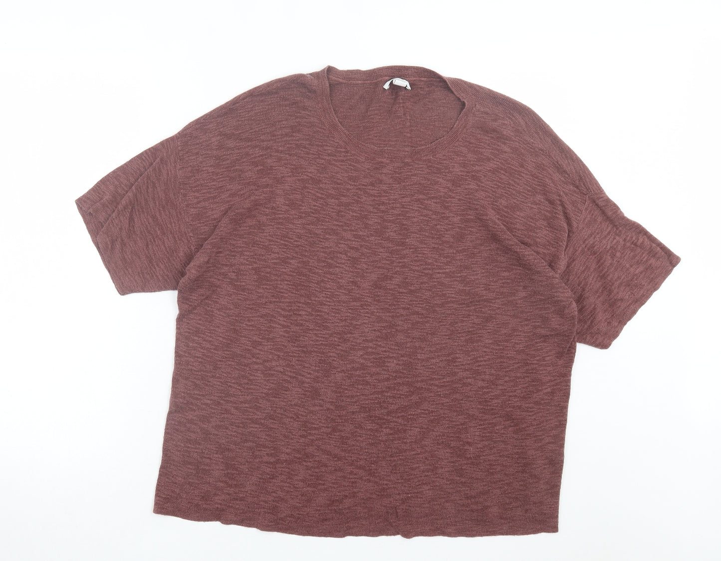 Daily Ritual Womens Brown Viscose Basic T-Shirt Size XL Crew Neck