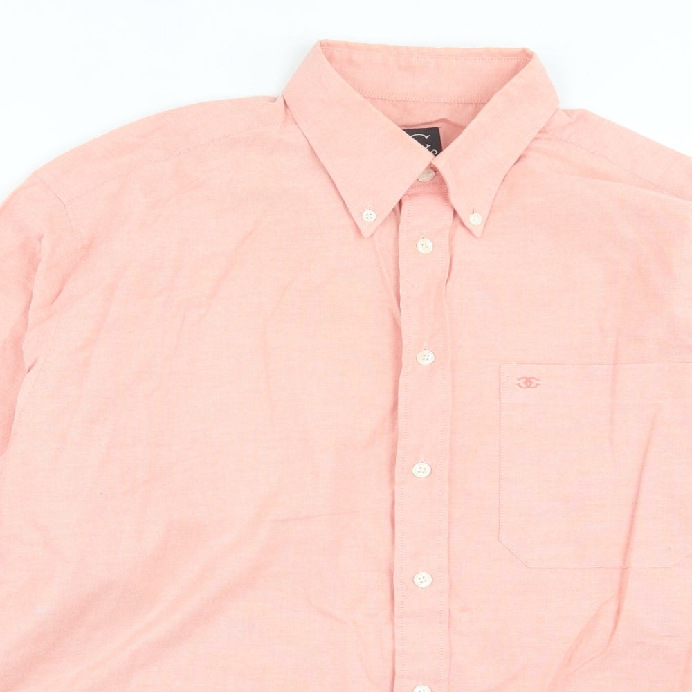 Ciro Citterio Mens Pink Cotton Button-Up Size 16 Collared Button