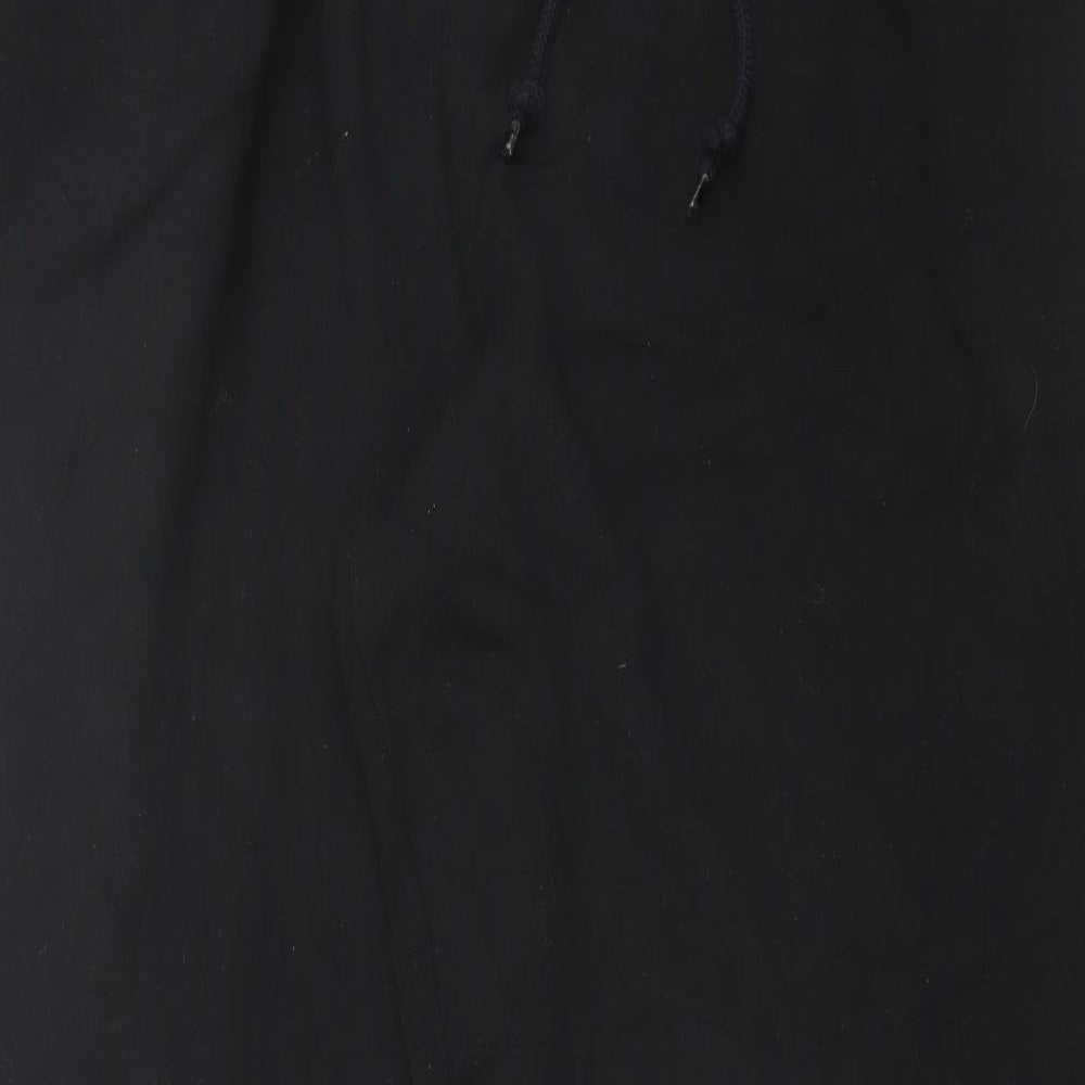 Marks and Spencer Mens Black Cotton Jogger Trousers Size XL L33 in Regular Tie