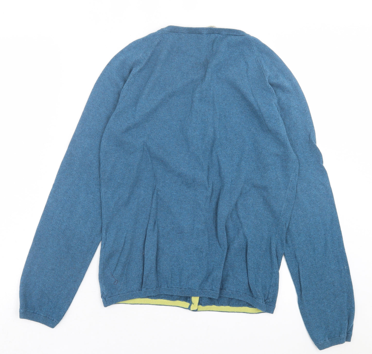 Lily & Me Womens Blue Crew Neck Cotton Cardigan Jumper Size 14