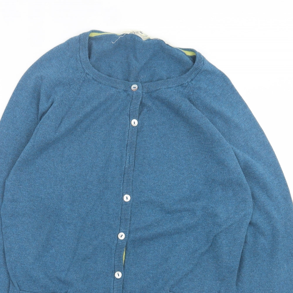 Lily & Me Womens Blue Crew Neck Cotton Cardigan Jumper Size 14