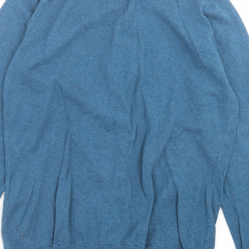 Lily & Me Womens Blue Crew Neck Cotton Cardigan Jumper Size 14