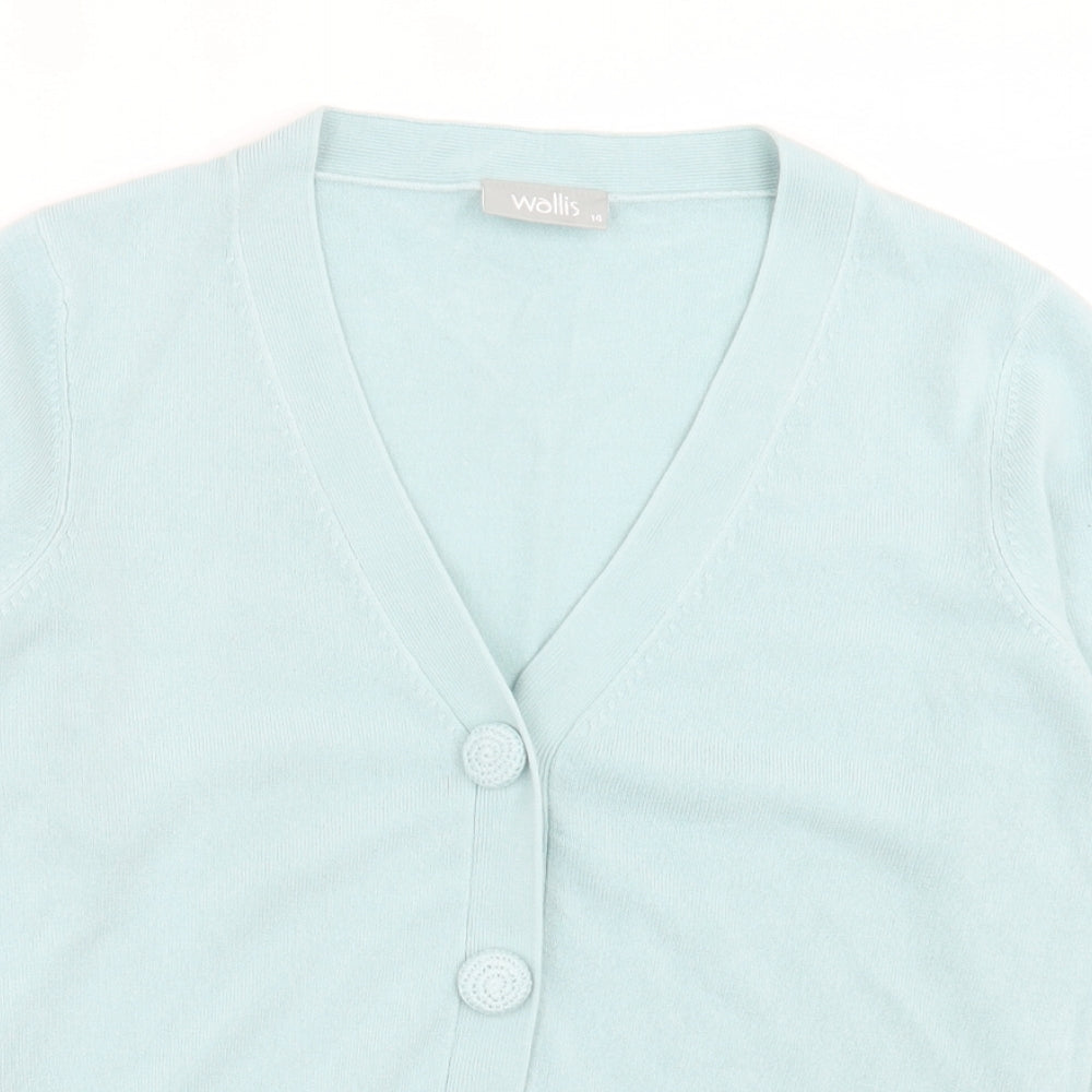 Wallis Womens Green V-Neck Acrylic Cardigan Jumper Size 14