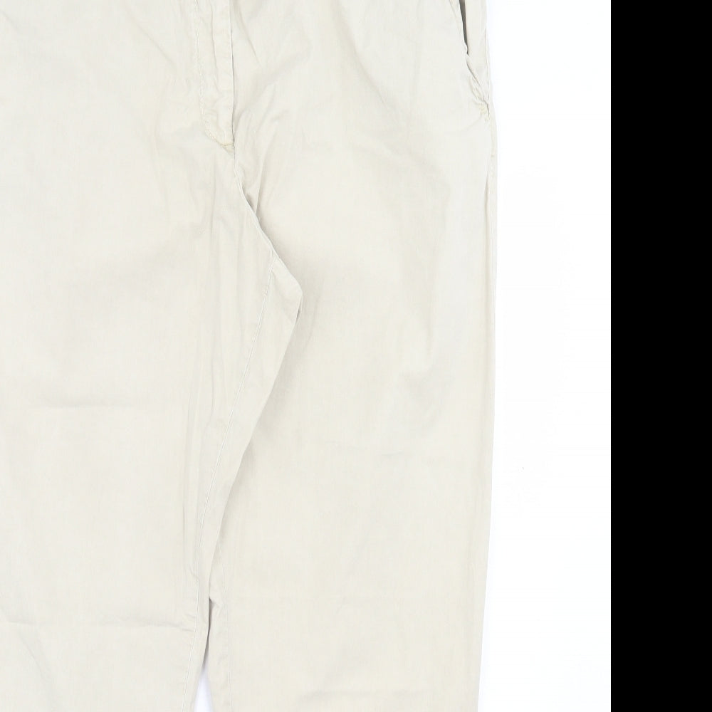 Marks and Spencer Womens Beige Cotton Trousers Size 18 L29 in Regular Button