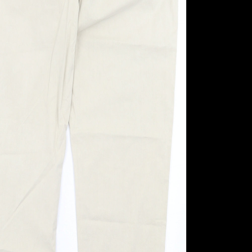 Marks and Spencer Womens Beige Cotton Trousers Size 18 L29 in Regular Button
