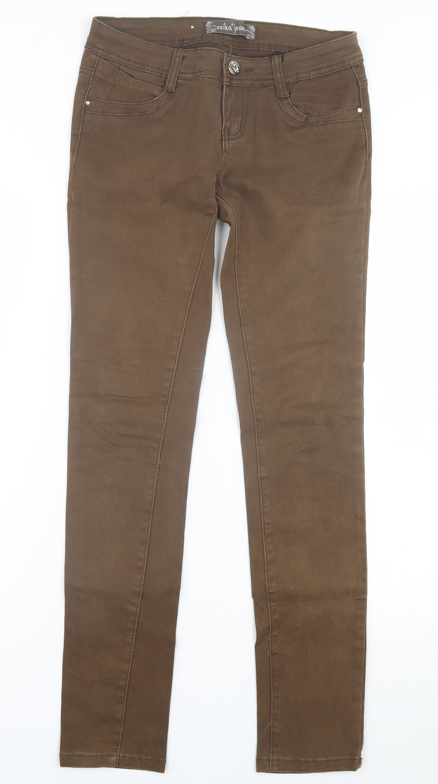 OSIKA Womens Brown Cotton Skinny Jeans Size 27 in L31 in Regular Button