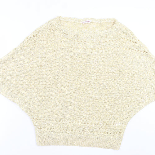 Miss Selfridge Womens Yellow Boat Neck Acrylic Pullover Jumper Size 12